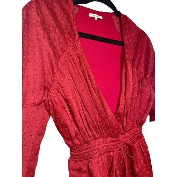 Tularosa Claudia Long Sleeve Romper in Deep Red XXSmall New - Picture 5 of 12